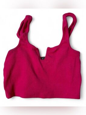 Hot pink ribbed crop top